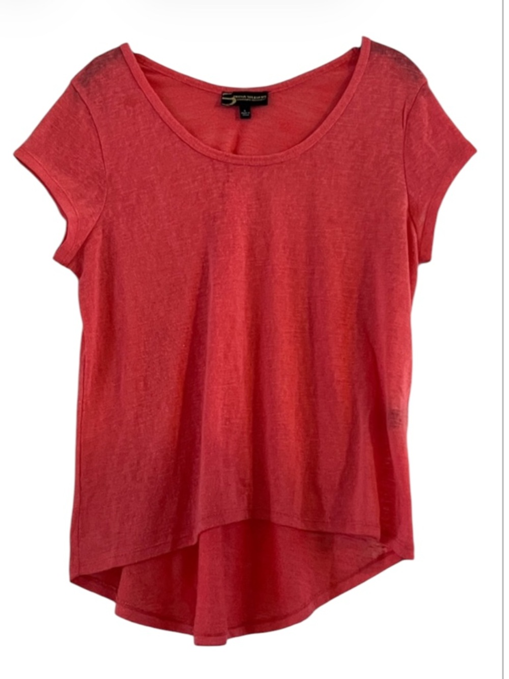 Serena Williams Coral Pink Short Sleeve Scoop Neck High Low Tunic Top Size L